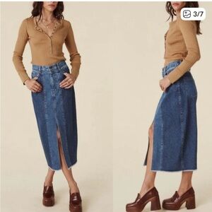 Spell Daisy Patchwork Denim Pencil Skirt